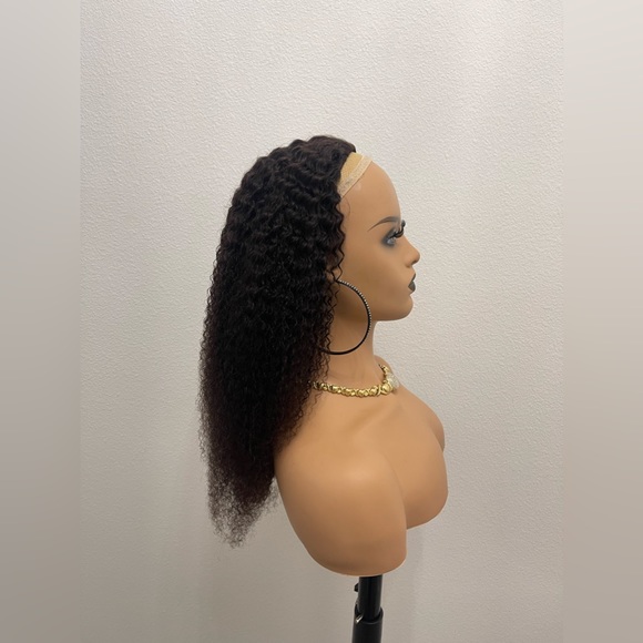 16” Top Quality Virgin Human Hair Kinky Curly 3/4 Half Wig, with combs - Picture 4 of 8